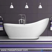 Czysta biała akrylowa nieregularna owalna japońska kąpielówka MEC3157